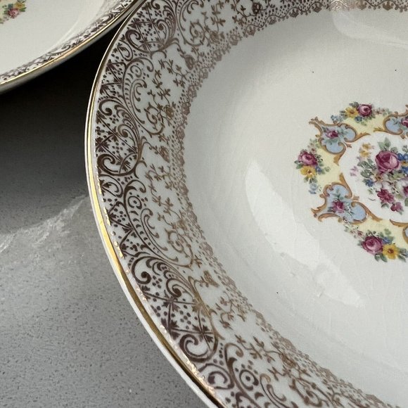 Vintage Parisian Center Coupe Bowl Set Of 2 Warranted 22 K Gold USA 8” Diameter - Picture 6 of 11